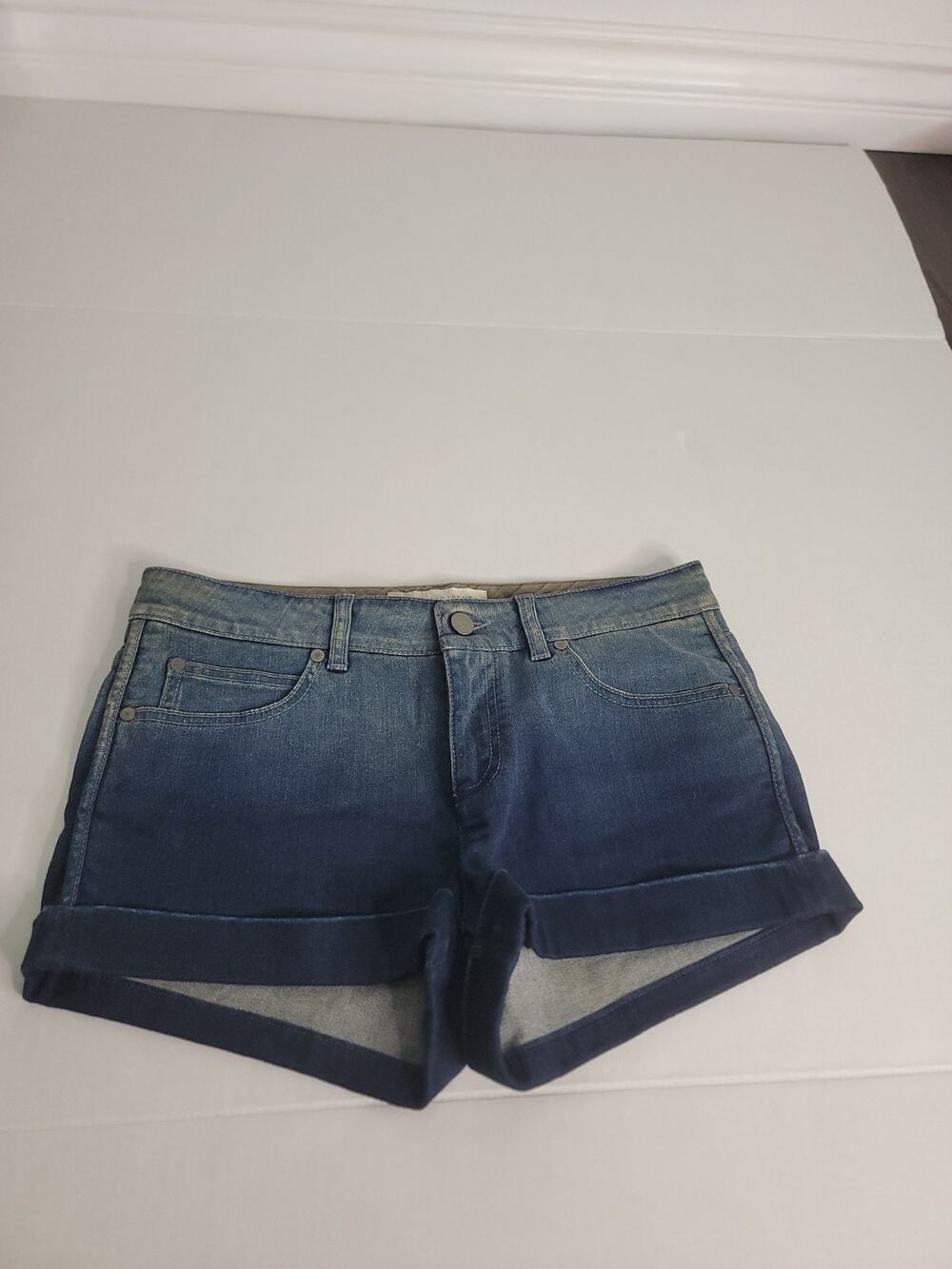 Stella McCartney Micro Denim Shorts Sz 27 Low Rise Ombre Dark Wash Cuffed Italy